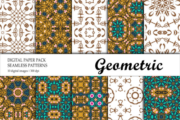 Digital Paper Geometric Brown Black Blue