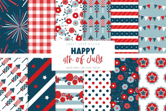 Digital Paper Happy 4th of July