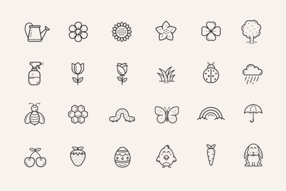 Flowers and Spring Icons for Creative Projects
