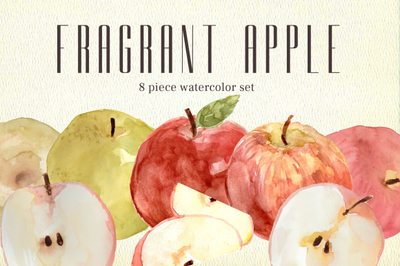 Fragrant Apple Watercolor Clipart Set