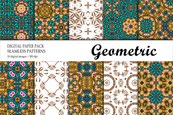 Geometric Green, Gold, and Black Patterns: A Versatile Design Solution for Creative Projects