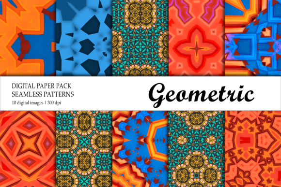 Wallpaper Geometric Orange Blue Gold Red
