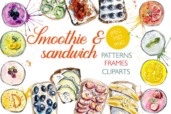 Watercolor Healthy Snack: A Vibrant Resource for Creative Designers