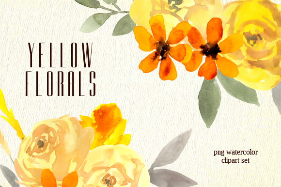Yellow Florals Watercolor Clipart Set: A Versatile Design Resource for Creatives